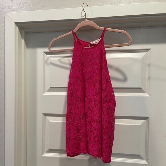 SWEET WANDERED PINK LACE FULLY LINED TOP IN SIZE LARGE EUC (99) - Picture 1 of 9